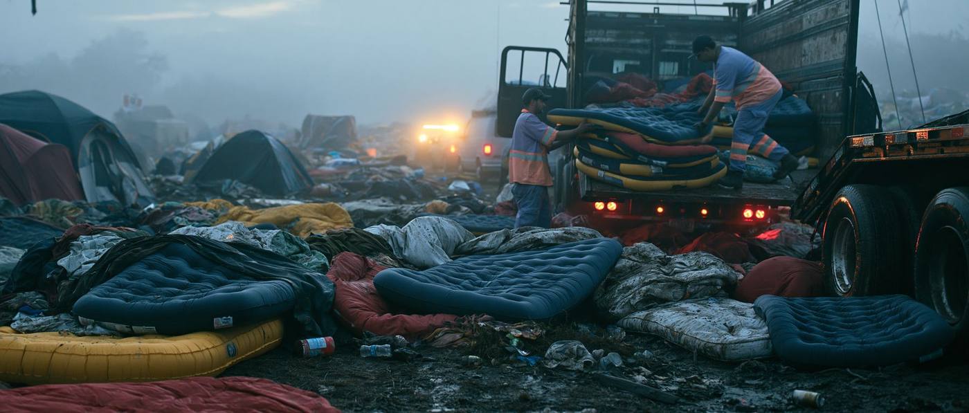The recovery convoy at dawn