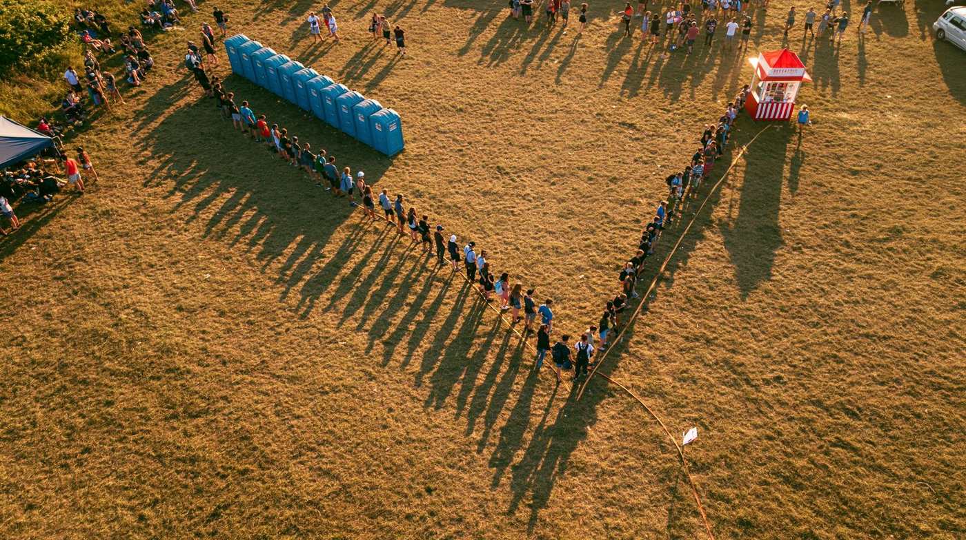Two queues converging