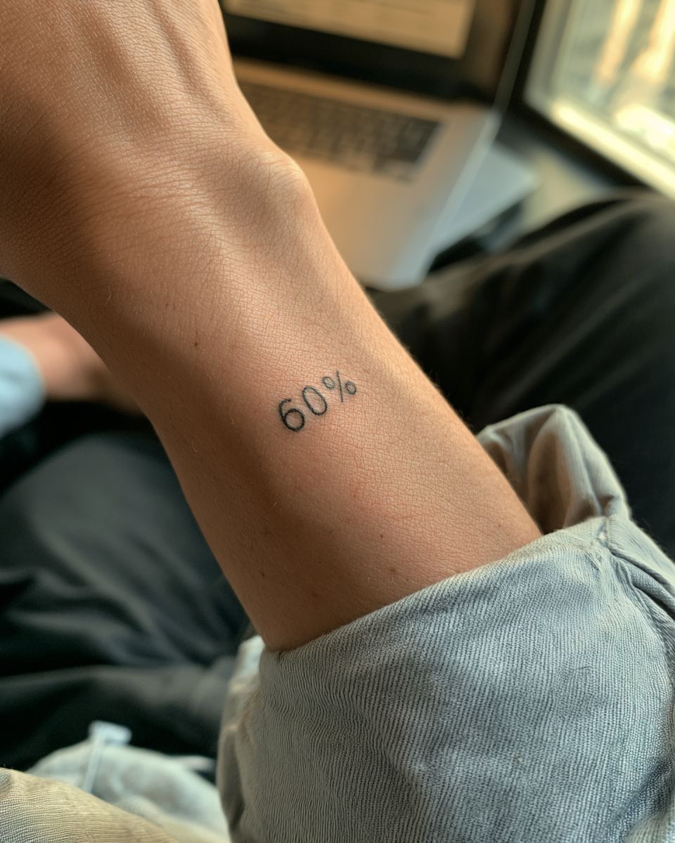 A small 60% tattoo